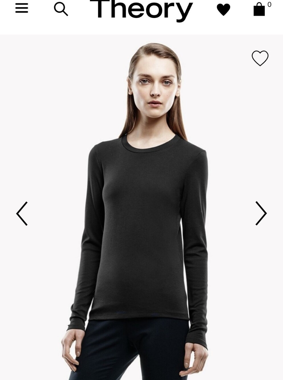 Theory Classic Cotton Black Long-Sleeve Crewneck Top